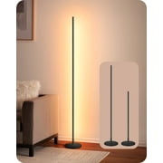 EDISHINE Modern LED Corner Floor Lamp for Living Room, 57.5" Minimalist Dimmable Lighting, Standing Tall Floor Lamp for Bedroom, Office, 3000K, Black