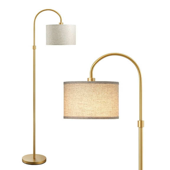 EDISHINE 62in Modern Arc Gold Floor Lamps for Living Room, Metal Standing Lamps with Foot Switch for Bedroom, Office, Home Decor