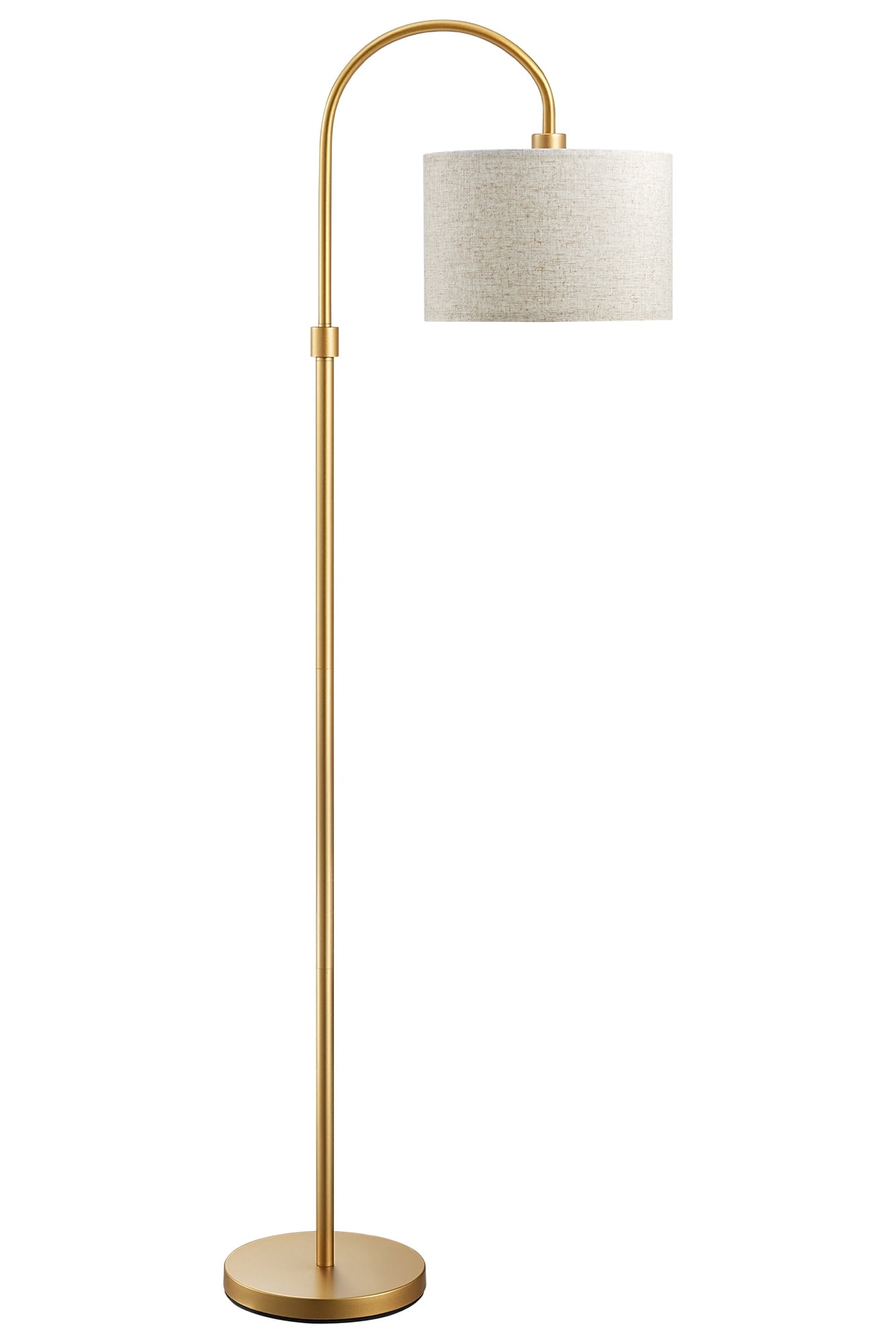 Gold Adjustable Arc Floor Lamp with Beige Shade