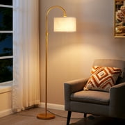 EDISHINE 62in Modern Arc Gold Floor Lamps for Living Room, Metal Standing Lamps with Foot Switch for Bedroom, Office, Home Decor
