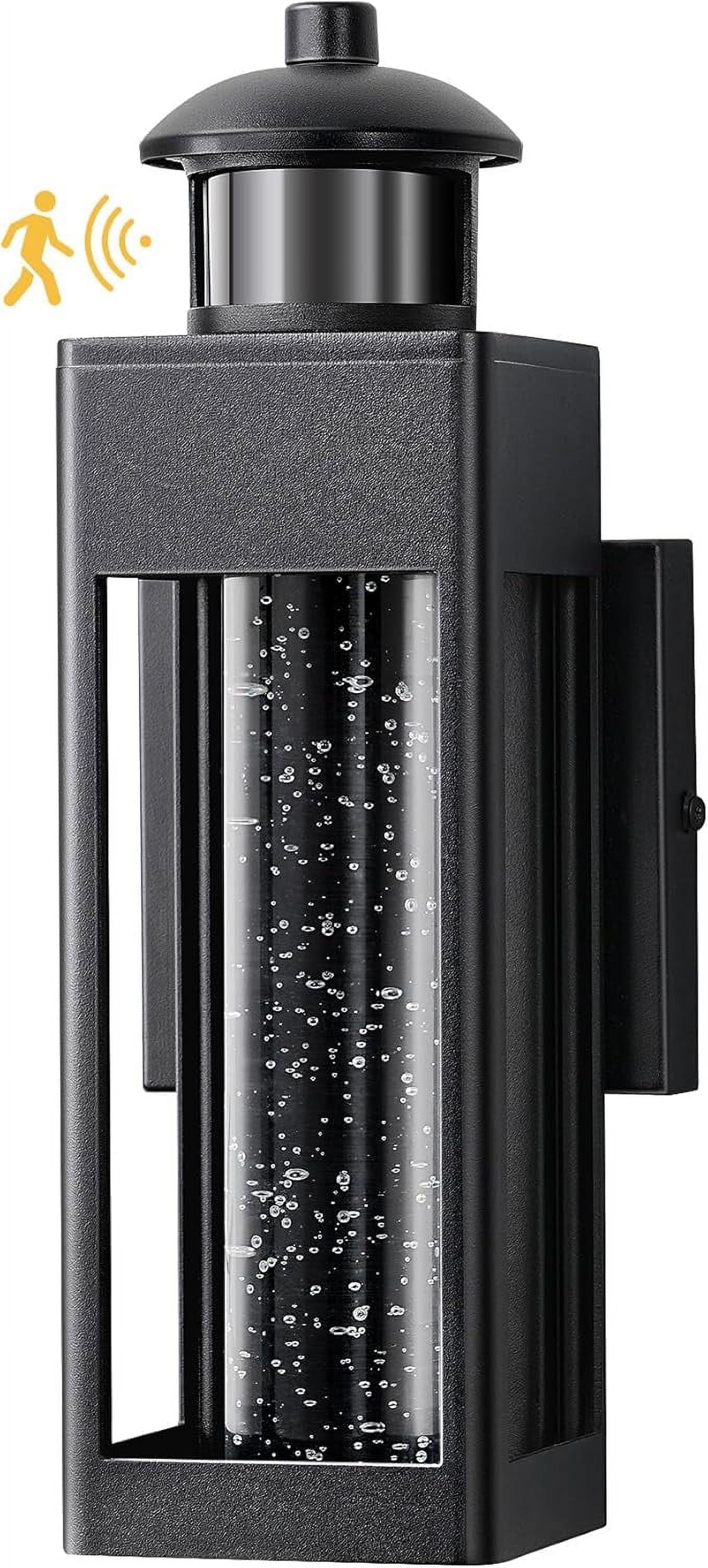 EDISHINE Motion Sensor Outdoor Wall Lights, Dusk to Dawn Exterior Lighting Fixture with Crystal Bubble Glass, LED Outdoor Porch Light Wall Mount, Outside Wall Sconce Lantern for Front Door 1100 Lumen