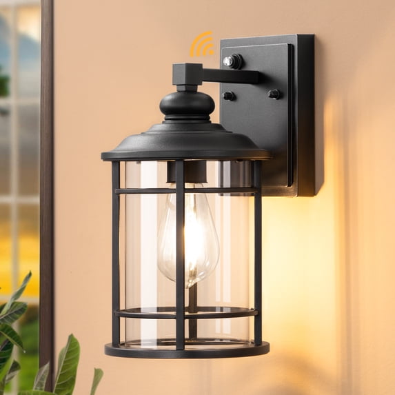 EDISHINE Outdoor Wall Light Matte Black, Farmhouse Lantern with Open Cage and Clear Glass Shade, Weatherproof Porch Entryway Fixture for Modern Home, Bulbs Not Included