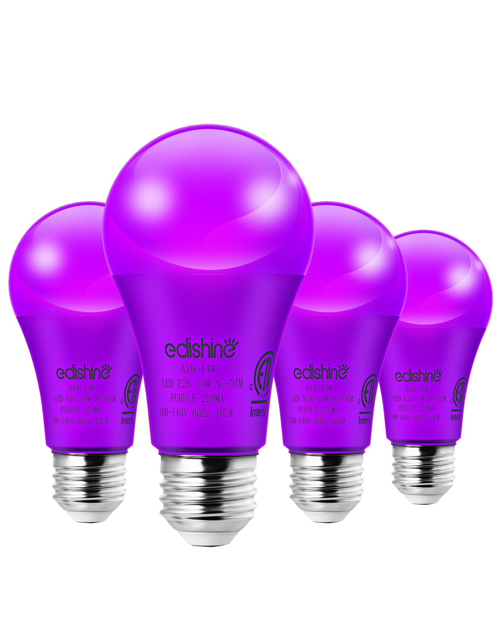 EDISHINE Halloween Purple LED Light Bulbs for Decoration, A19 14W LED