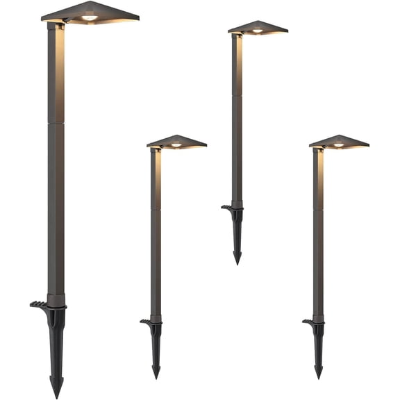 EDISHINE Pyramid Low Voltage Landscape Lighting, 3W 230LM 3000K 50,000 Hrs Waterproof LED Pathway Lights Wired, 12V Electric Outdoor Landscpae Path Light with Connectors, Aluminum Housing