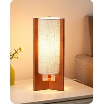 EDISHINE Table Lamp Wood Body Linen Shade for Living Room Bedroom