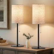EDISHINE Table Lamps set of 2 for Living Room Bedroom Modern Style Pull Chain Switch