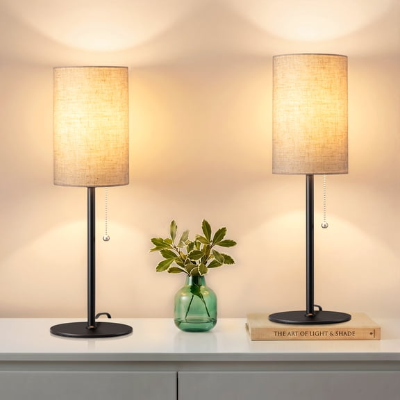 EDISHINE Table Lamps set of 2 for Living Room Bedroom Modern Style Pull Chain Switch