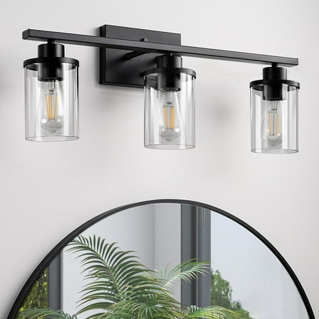 EDISHINE Vanity Wall Lights for Bathroom Mirror, 3 Lights with Clear Glass Shade E26 Base
