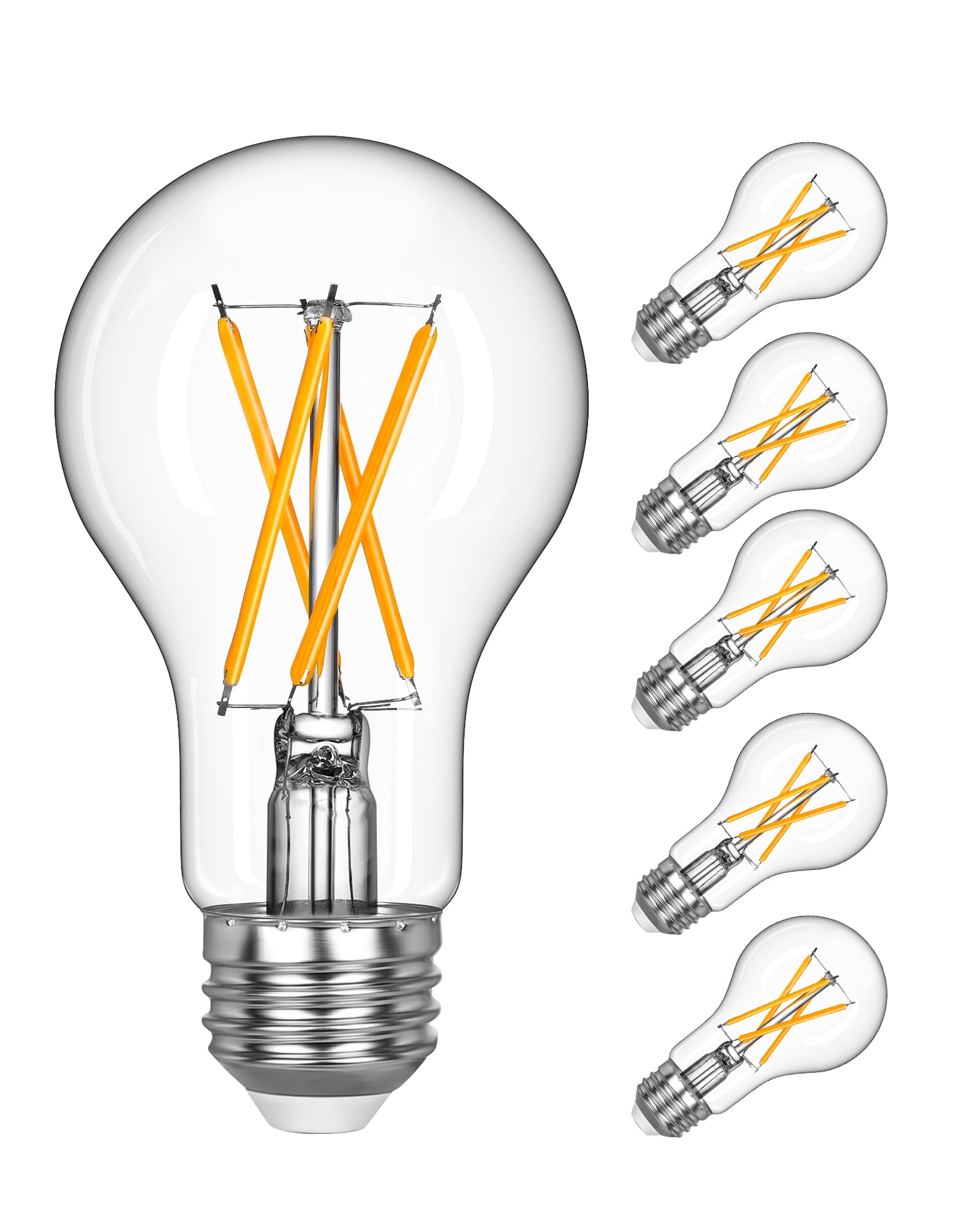 Vintage Edison LED Light Bulbs, Clear Glass, Cool White, 6-Pack