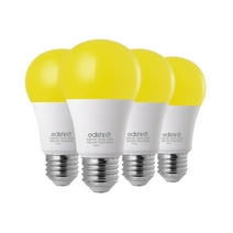 EDISHINE Yellow Bug Outdoor Light Bulbs Dusk to Dawn, Dual Sensor A19 LED Bulbs 9W (60 Watt Equivalent) 600LM 2000K E26 Base 4-Pack