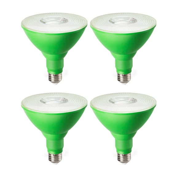 EDISHINE 4 Pack PAR38 Green LED Flood Light Bulbs Outdoor, Dimmable LED Flood Christmas Light Bulb, 18W(120W Equivalent), Green Flood Lights for Christmas Decorations, E26 Base, ETL Listed