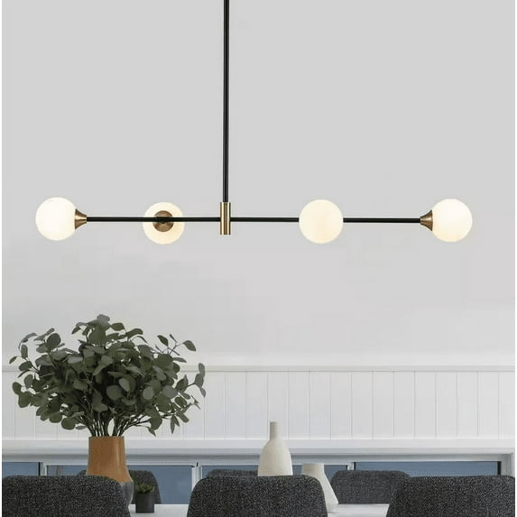 EDISLIVE Deerfield 4-Light Kitchen Island Pendant Light Globe Linear Chandelier with Gold and Black