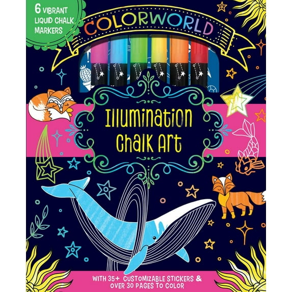 ColorWorld: Illumination Chalk Art: Plus 35+ Glitter Stickers and over 30 Pages to Color!, 64 pages (Hardcover)