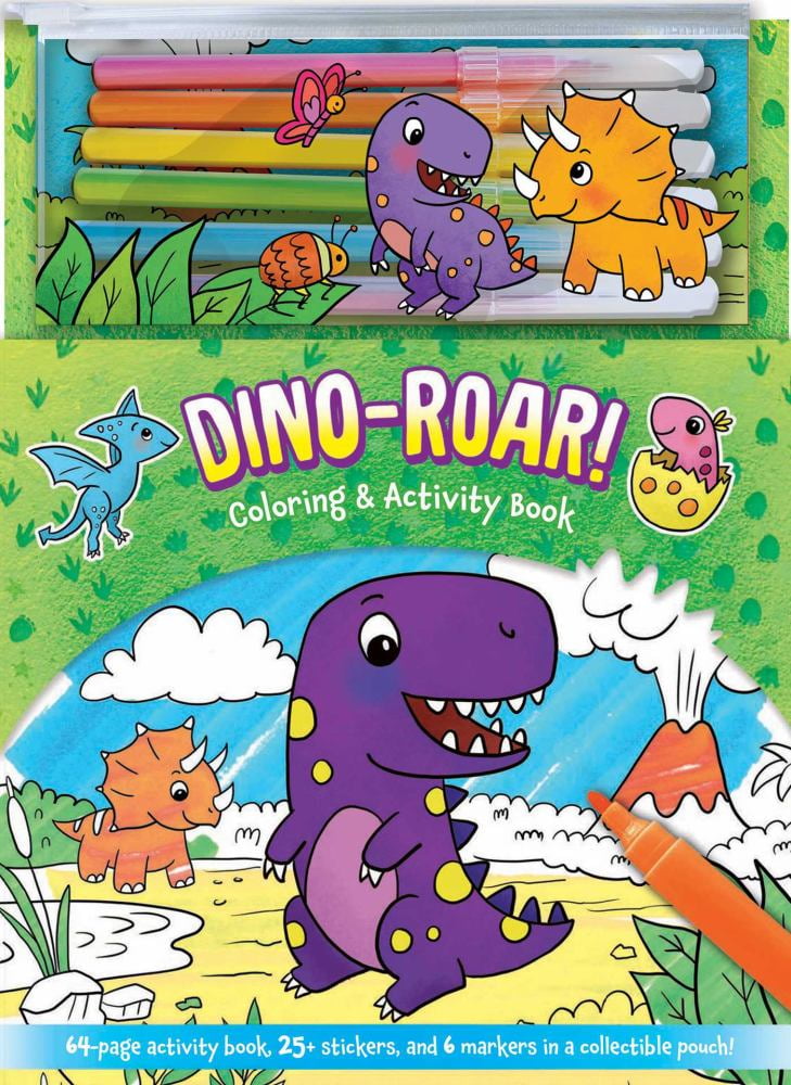 EDITORS OF SILVER DOLPHIN: Dino-Roar! Coloring and Activity Book, 64 pages (Spiral-Bound)