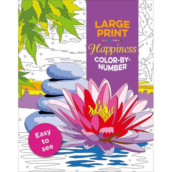 EDITORS OF THUNDER BAY PR: Large Print Happiness Color-By-Number, 256 pages (Paperback)