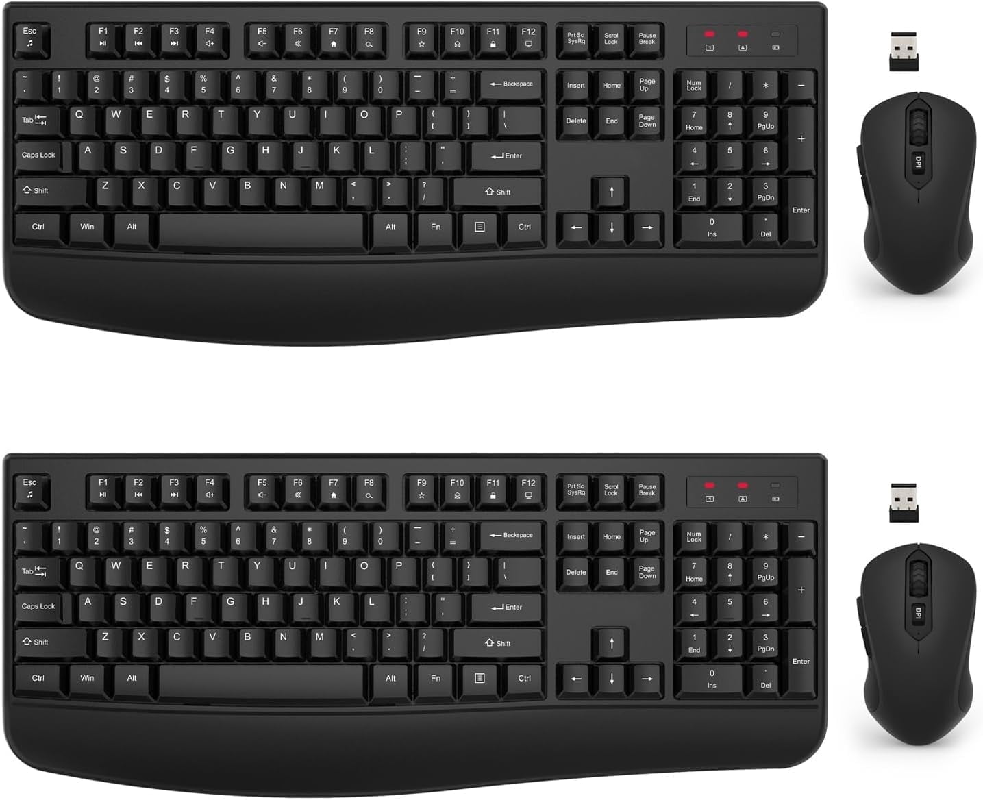 EDJO Wireless Keyboard and Mouse Combo, 2.4G Full-Sized Ergonomic ...