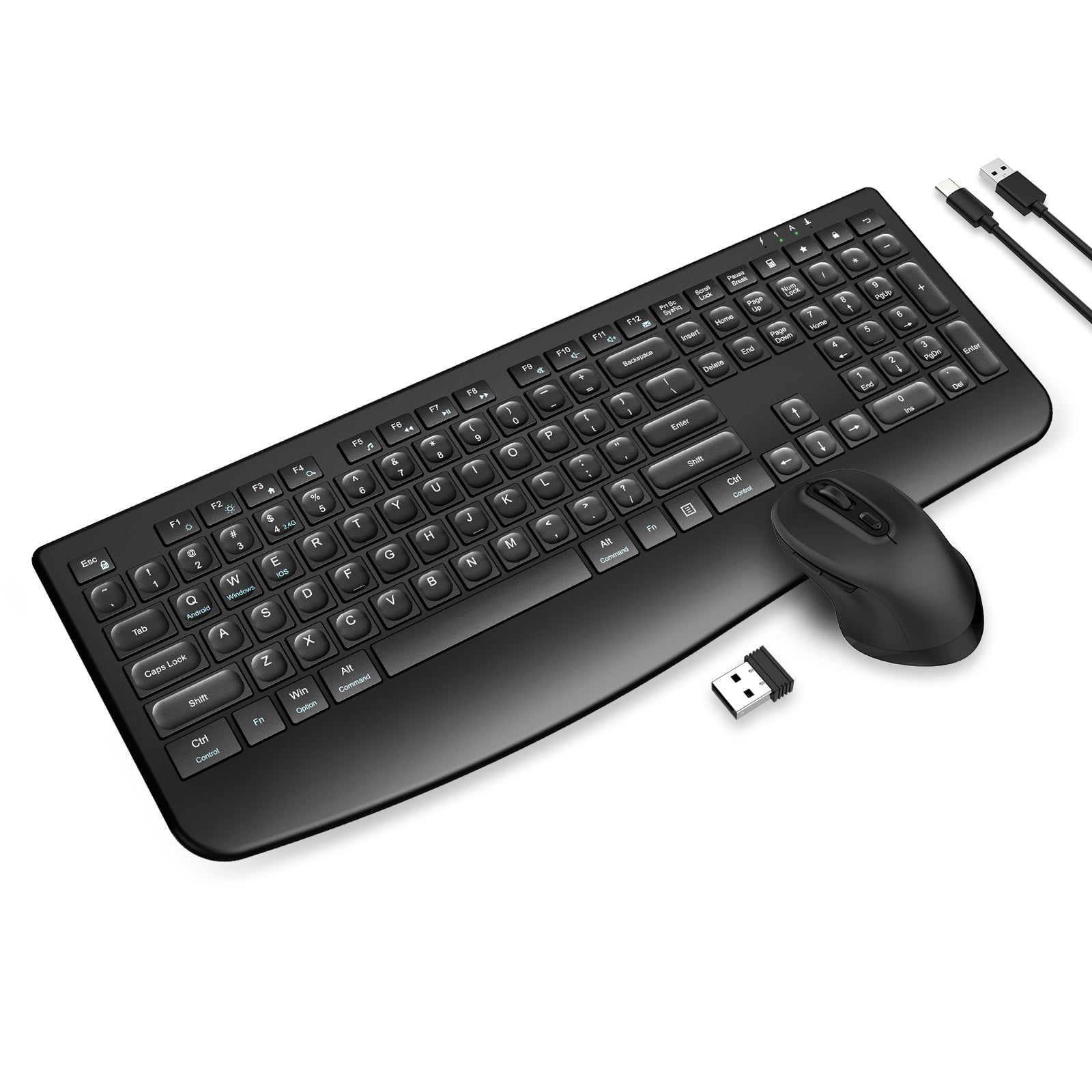 EDJO Wireless Keyboard and Mouse Combo, 2.4GHz Rechargeable Ergonomic