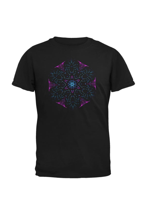EDM Gloving Abstract Mandala Mens T Shirt Black LG