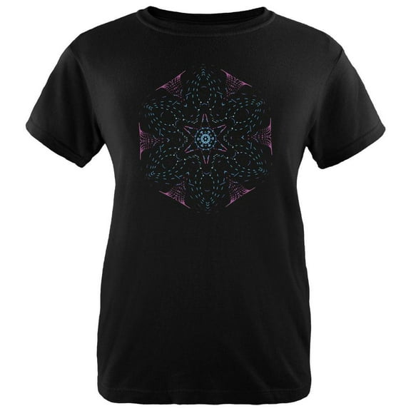 EDM Gloving Abstract Mandala Womens Organic T Shirt Black LG
