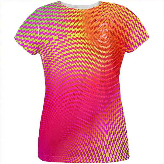 EDM Hypnotic Trance Rainbow Spiral All Over Womens T Shirt Multi LG