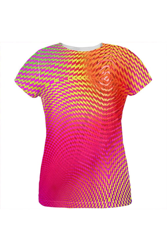 EDM Hypnotic Trance Rainbow Spiral All Over Womens T Shirt Multi MD