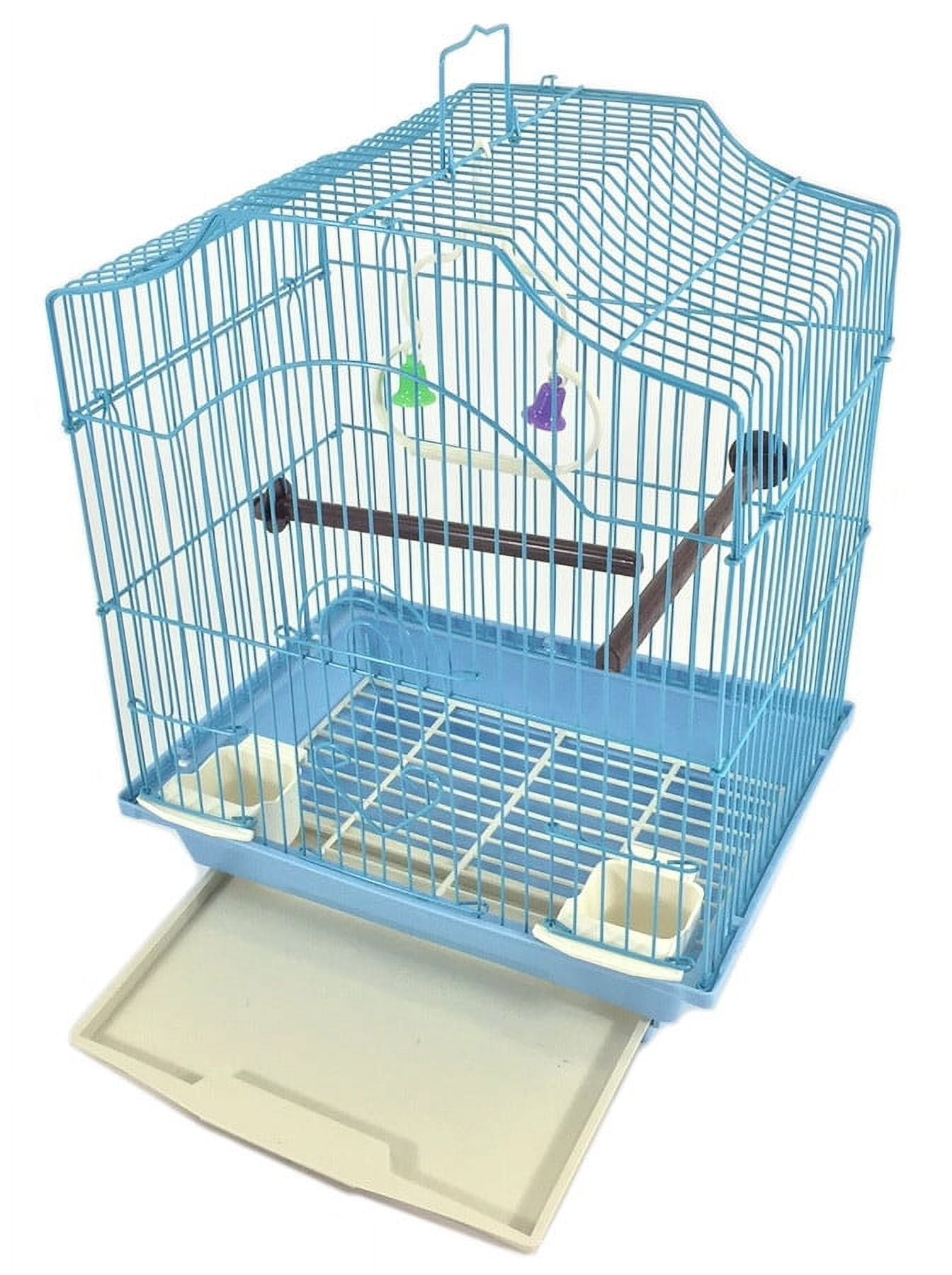 Blue 14-inch Wire Bird Cage with Accessories