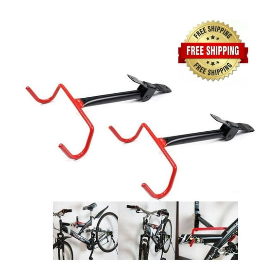 EDMBG Foldable Bicycle Storage Hanger Rack, Black and Red