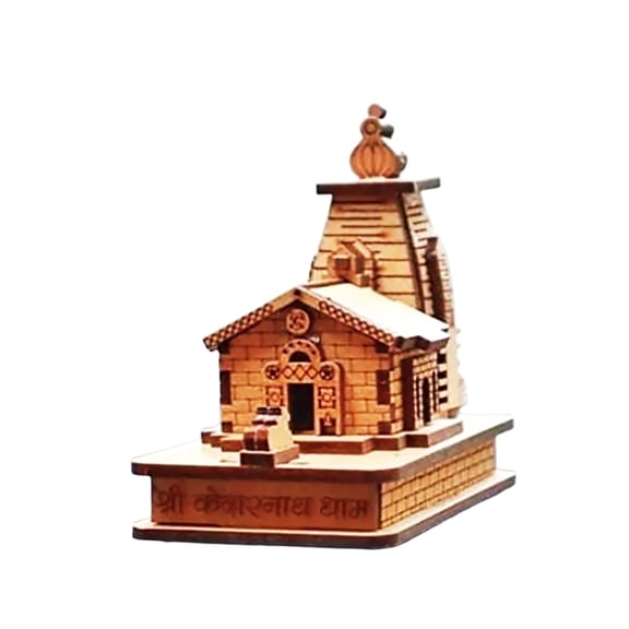 EDMIRIA Kedarnath Temple 3D Miniature Kedarnath Mandir Shree Kedarnath Dham, Lord ShivJi Decorative Wooden Showpiece - Brown, White (Small (11x6x8 cm))