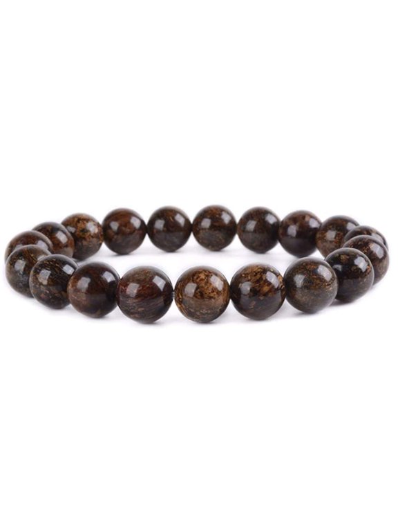 Natural Bronzite Semi Precious Stones Reiki Chakra Healing Yoga Meditation Crystal Fengshui 8mm Gemstones Round Beads Stretchable Bracelet for Men and Women