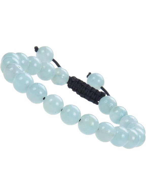 Natural Healing Power Gemstone Crystal Beads Unisex Adjustable Macrame Bracelets (Amazonite)