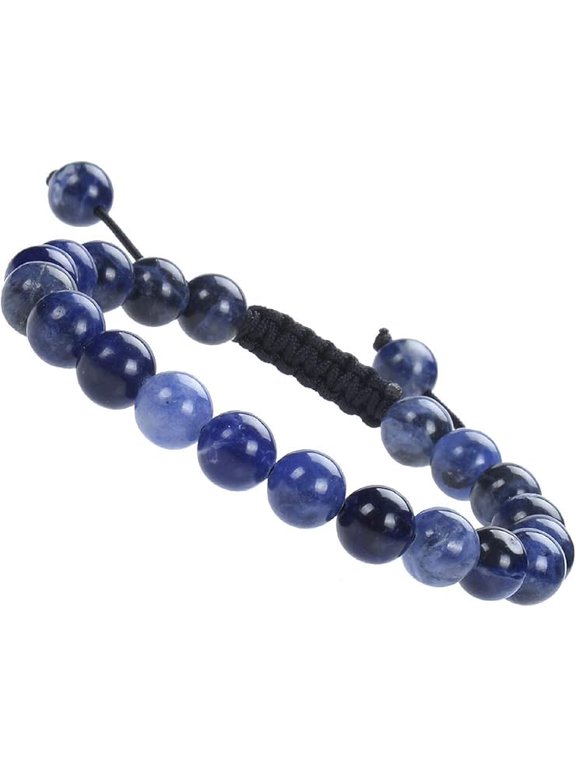 Natural Healing Power Gemstone Crystal Beads Unisex Adjustable Macrame Bracelets (Blue Sodalite)