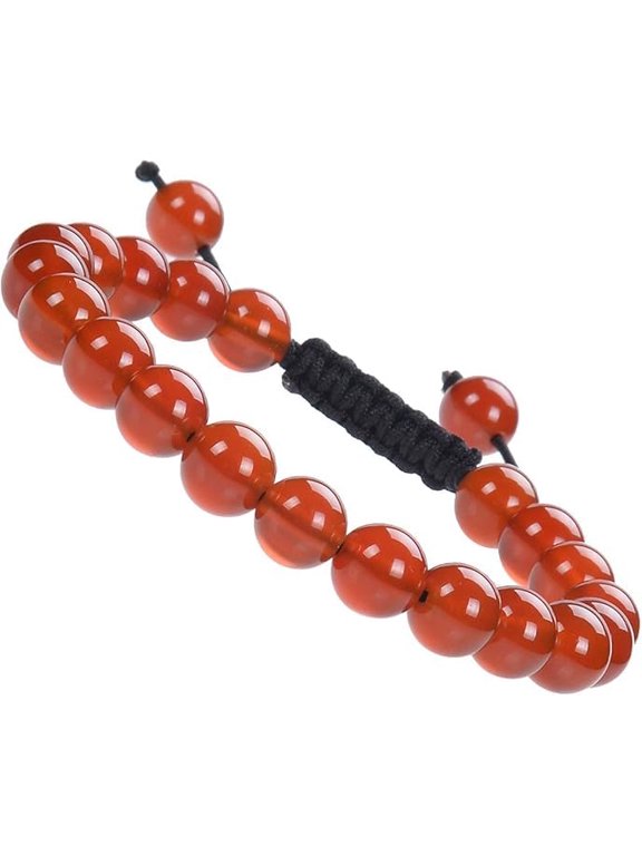 Natural Healing Power Gemstone Crystal Beads Unisex Adjustable Macrame Bracelets (Carnelian)