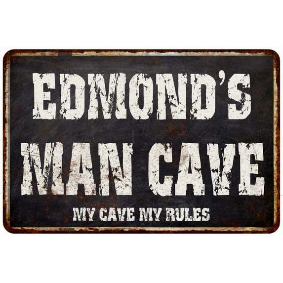 EDMOND'S Man Cave Black Grunge Sign Home Décor Gift Cave Funny 112180004272