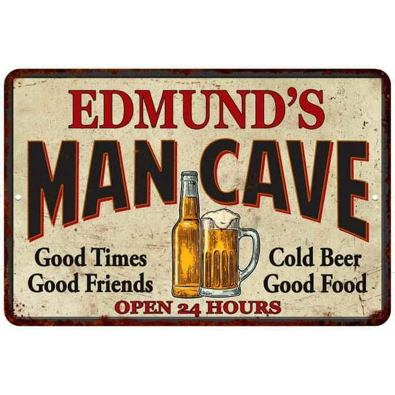 EDMUND'S Man Cave Metal Sign 8 x 12 Matte Finish Metal 108120011390