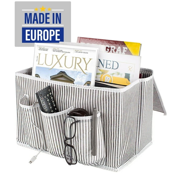 EDNA HOME Bedside Storage Organizer, Bunk Bed Caddy, Multiple Hanging Pockets with Great Volume for Bedrooms, Dorm & Hospital Rooms, Baby and Kids Beds and More, Gray