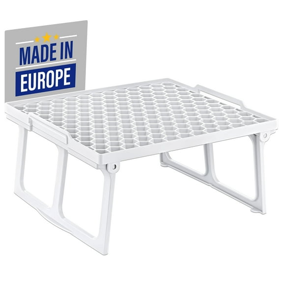 EDNA HOME Cabinet Shelf Organizer, Stacking Cabinet Rack, 11 x 11.8in, Pantry and Counter Shelf for Storage of Kitchen and Bathroom Items, Made in Europe, 1 Piece