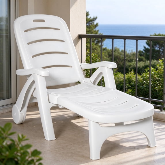 EDOEMSE Comfy Outdoor Chaise Lounge Chair on Wheels, Waterproof, Quick ...