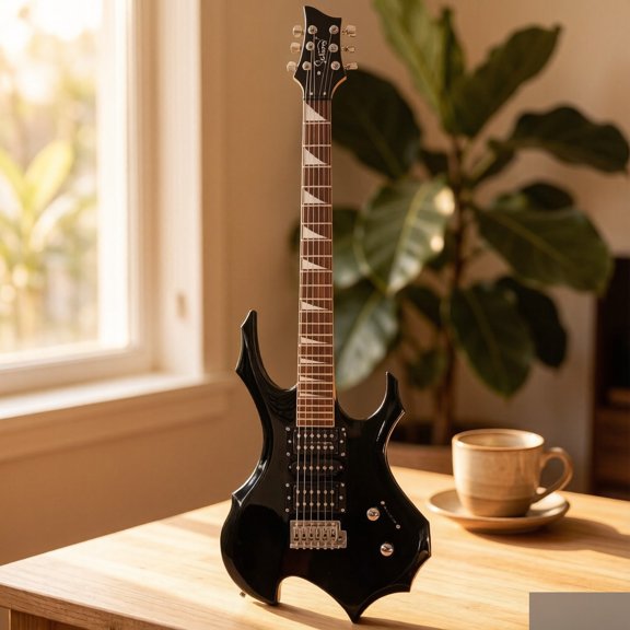 EDOEMSE Flame Electric Guitar HSH Pickup Shaped Electric Guitar Pack in Black Stringed Instrument with Strap, Picks, Wrench, Cable for Beginners, Students and Professionals