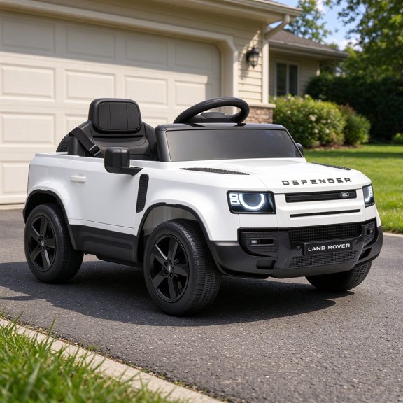 EDOEMSE Fun 12V Ride on Car Licensed Land Rover with Remote, Suspension, Slow Start, 3 Speeds, Lights, Music, Horn for 3-5, White