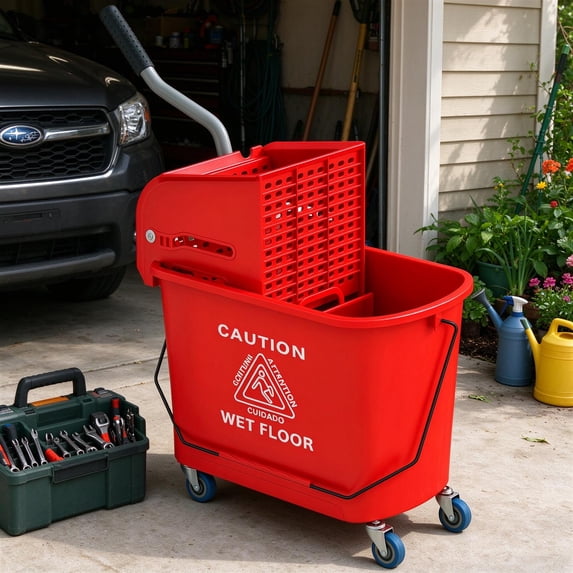 EDOEMSE Handy Compact Mop Bucket with Wringer, Mop Bucket on Wheels for ...