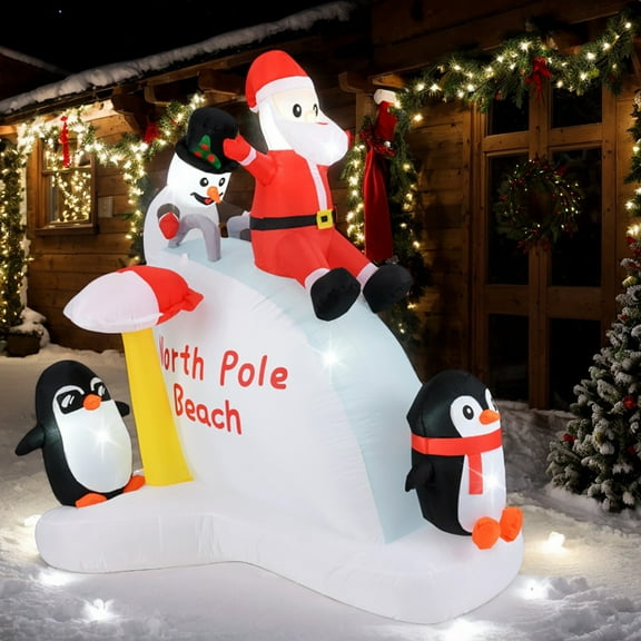EDOEMSE Large 6 Feet Christmas Penguins and Santa Decor, Festive Holiday Ornament, Ideal for Home Decoration, Unique Design and Vivid Colors + Christmas Decor Essential