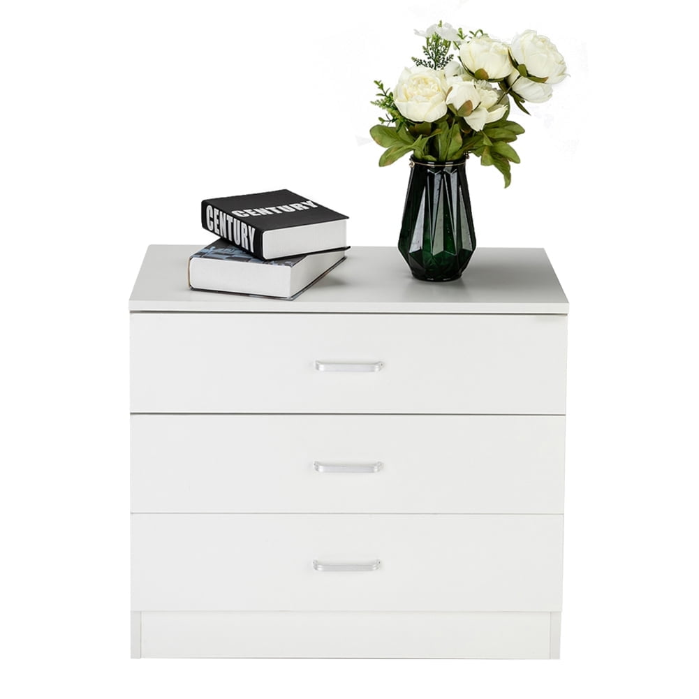 EDOEMSE Nightstand with 3 Drawers, End Table Wood Organizer Drawer Cabinet for Nursery, Living Room, White EDOEMSE Nightstand with 3 Drawers, End Table Wood Organizer Drawer Cabinet for Nursery, Living Room, White