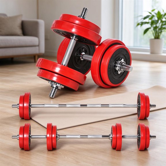 EDOEMSE Pro Adjustable Dumbbell Set, 44lbs Convertible to Barbell Weight Set for Home Gym Women and Men Weight Lifting Training
