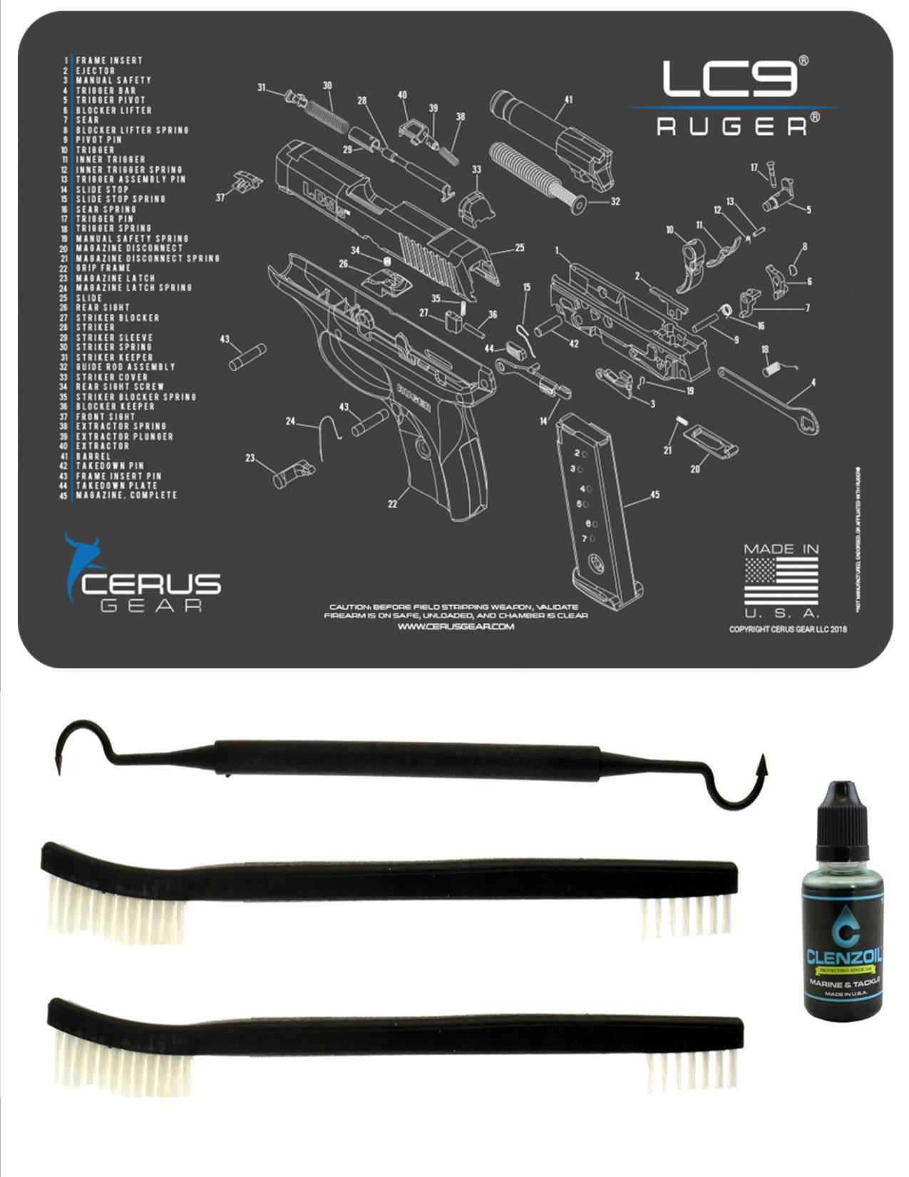 EDOG Ruger LC9 5 PC Cerus Gear Schematic (Exploded View) Heavy Duty