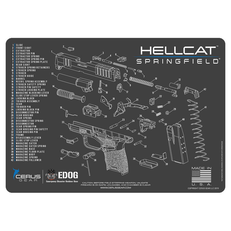 EDOG Springfield Armory Hellcat Cerus Exploded View Schematic Gun Clea –  EDOG USA