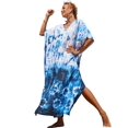 thumbnail image 1 of EDOLYNSA Boho Print 2024 Sexy V Neck Bat Sleeve Casual Beach Long Dress Women Summer Swimsuit Coverup Relaxed Vacation Party Dresses, 1 of 7