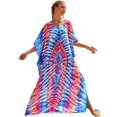 thumbnail image 1 of EDOLYNSA Boho Print 2024 Sexy V Neck Bat Sleeve Casual Beach Long Dress Women Summer Swimsuit Coverup Relaxed Vacation Party Dresses, 1 of 7