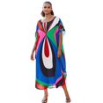 thumbnail image 1 of EDOLYNSA Bright Printed Kaftan Dress Batwing Sleeve Summer Outfit Plus Size Bathing Wear Cover Up Caftan Housewear, 1 of 8