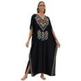 thumbnail image 1 of EDOLYNSA Long Mexican Embroidered Kaftan Dress Maxi Dubai Abaya Caftan Dresses Plus Size Swimsuit Cover up Beach Tunic, 1 of 10