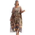thumbnail image 1 of EDOLYNSA Plus Size Bathing Suit Cover Up for Women Leopard Print Kaftan Casual Beach Dress Loose Home Wear, 1 of 8